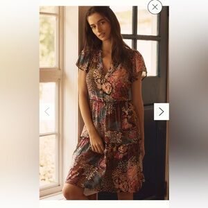 NEW Anthropologie Lyrebird Pink and Blue Floral Midi Dress